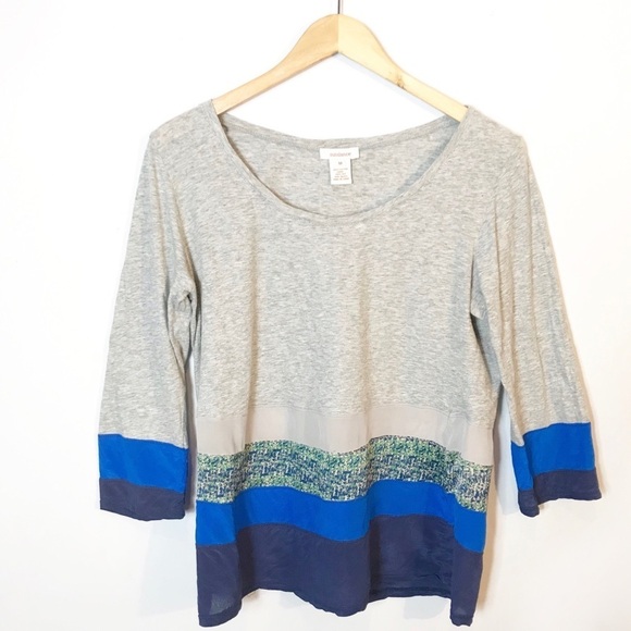 SUNDANCE Silk Contrast Jersey Stretch Top - Picture 1 of 5